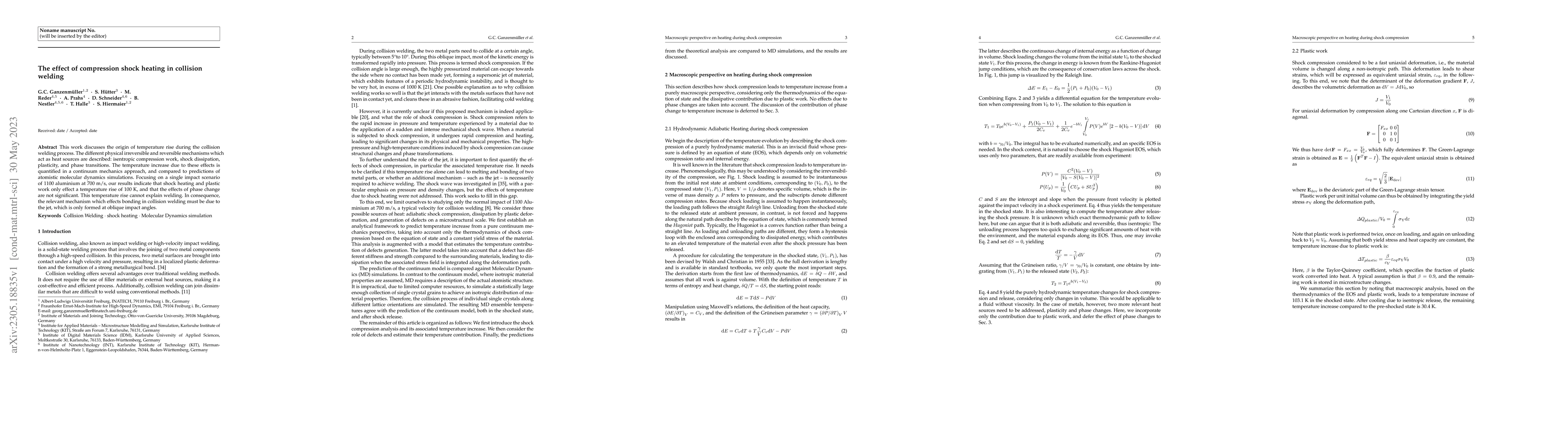 Thumbnail for The effect of compression shock heating in collision welding