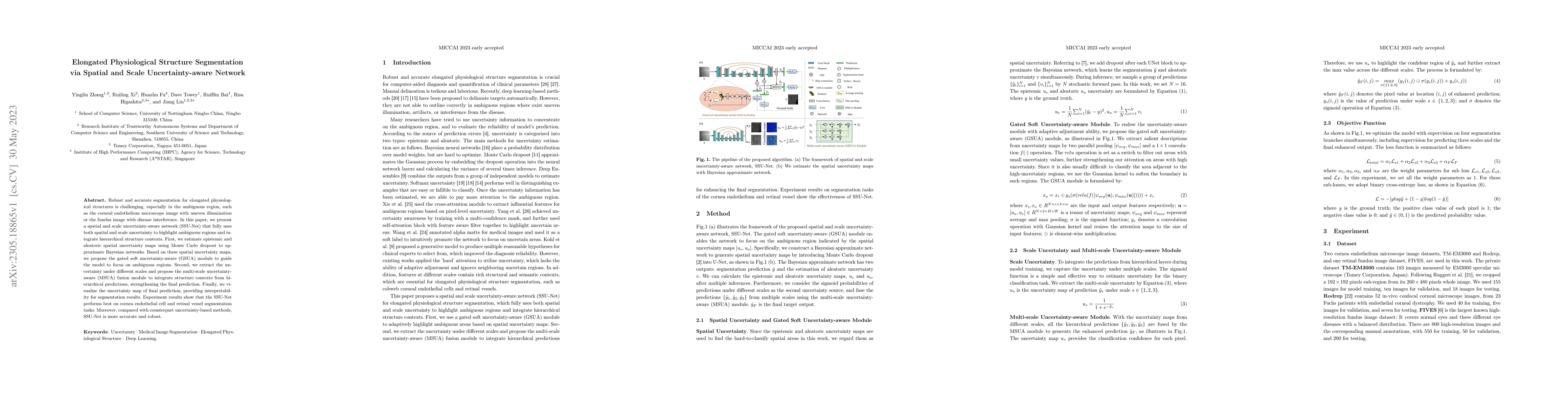 Thumbnail for Elongated Physiological Structure Segmentation via Spatial and Scale
  Uncertainty-aware Network