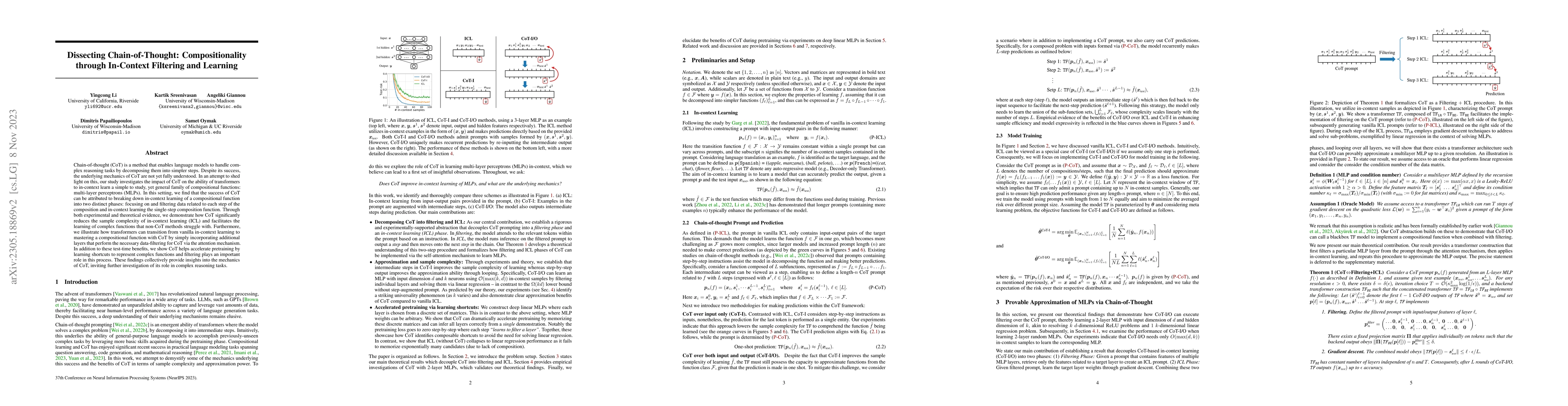 Thumbnail for Dissecting Chain-of-Thought: Compositionality through In-Context
  Filtering and Learning
