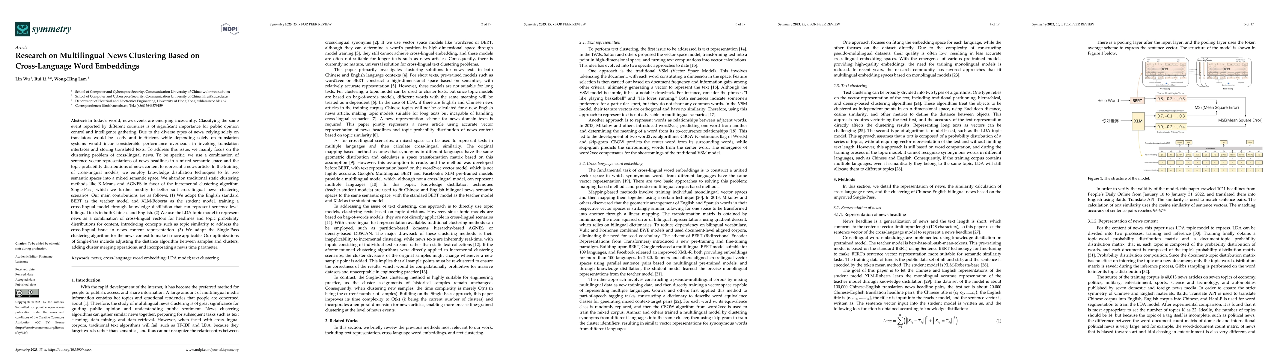 Thumbnail for Research on Multilingual News Clustering Based on Cross-Language Word
  Embeddings