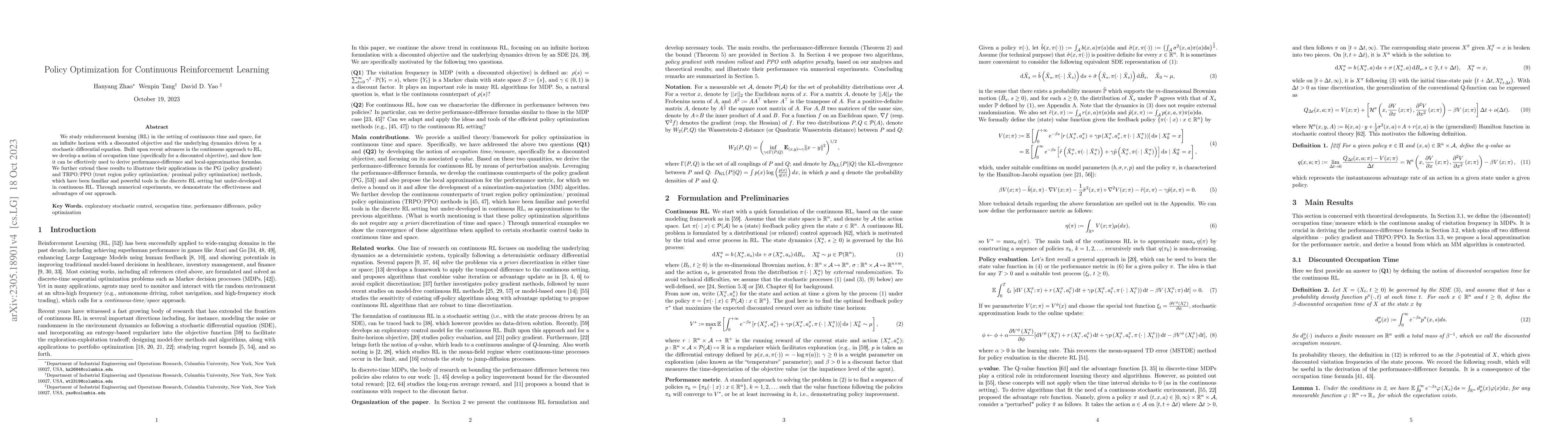 Thumbnail for Policy Optimization for Continuous Reinforcement Learning