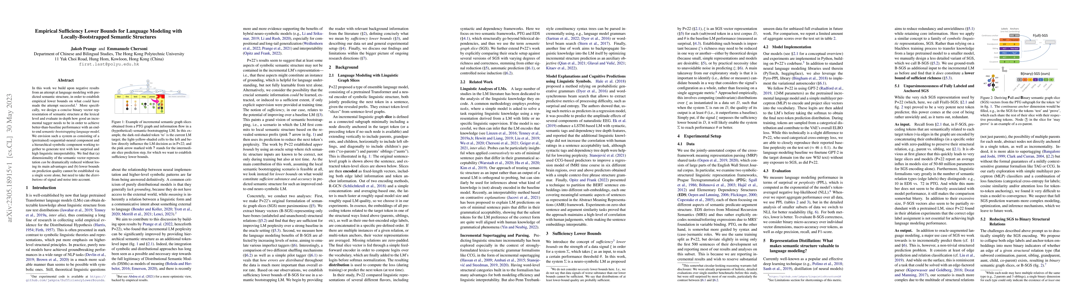 Thumbnail for Empirical Sufficiency Lower Bounds for Language Modeling with
  Locally-Bootstrapped Semantic Structures