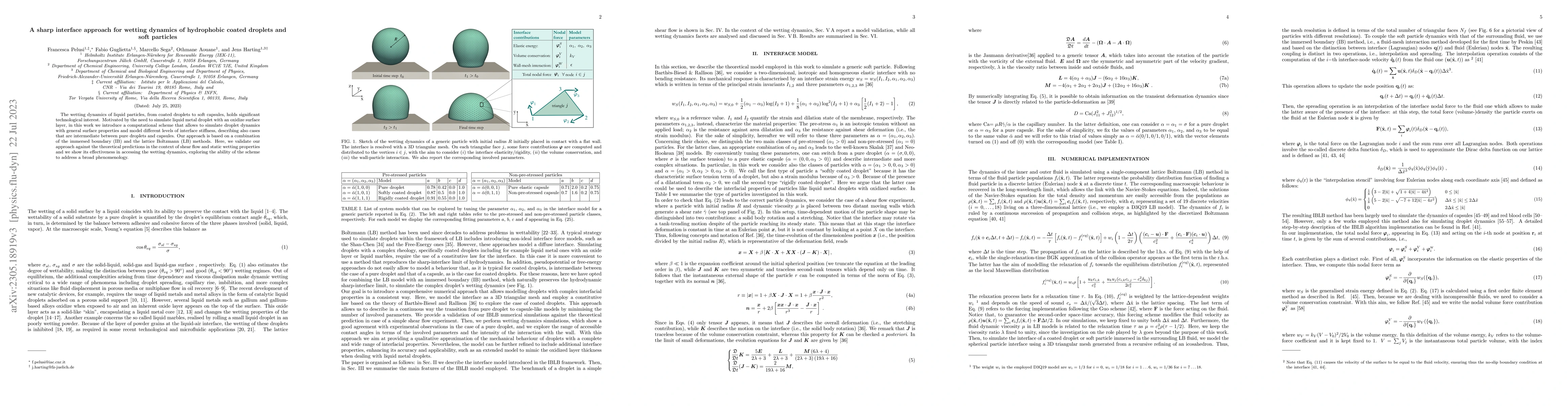 Thumbnail for A sharp interface approach for wetting dynamics of coated droplets and
  soft particles