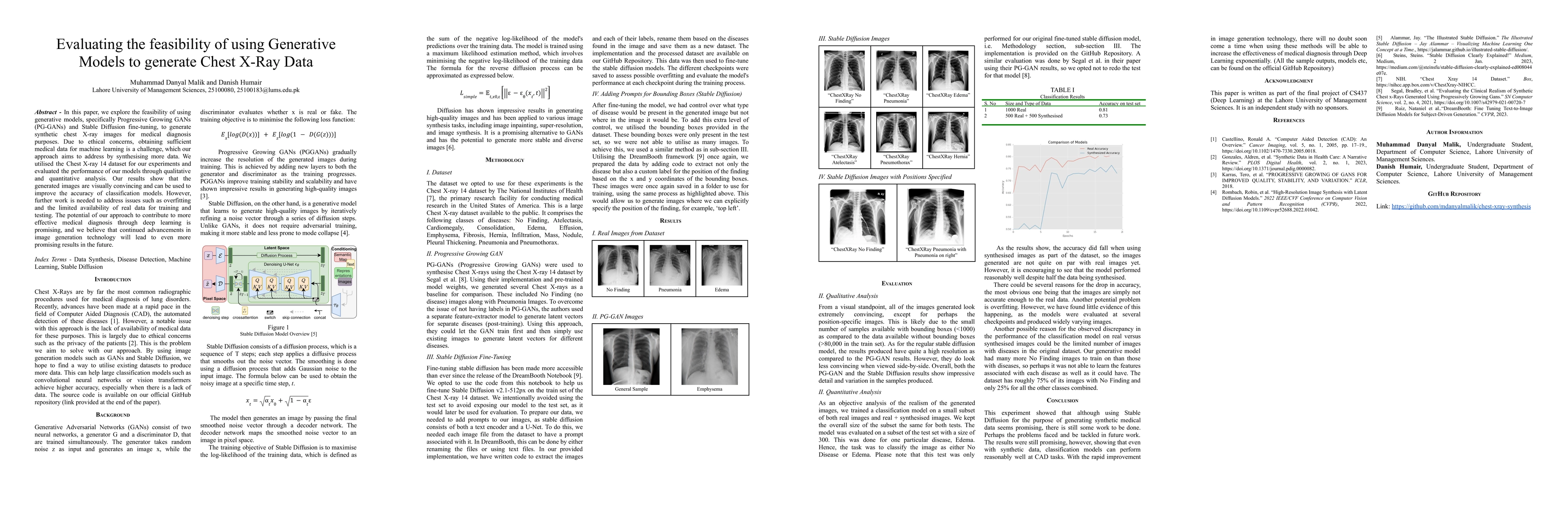 Thumbnail for Evaluating the feasibility of using Generative Models to generate Chest
  X-Ray Data