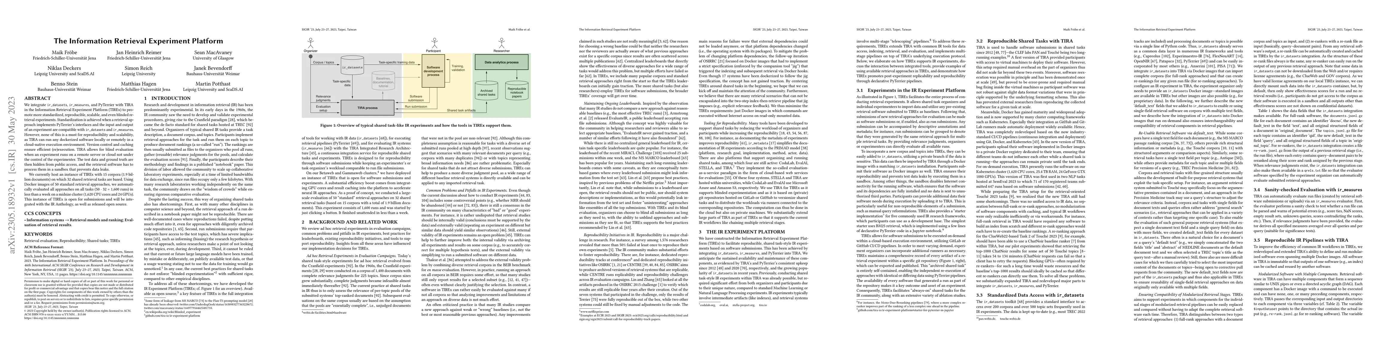 Thumbnail for The Information Retrieval Experiment Platform