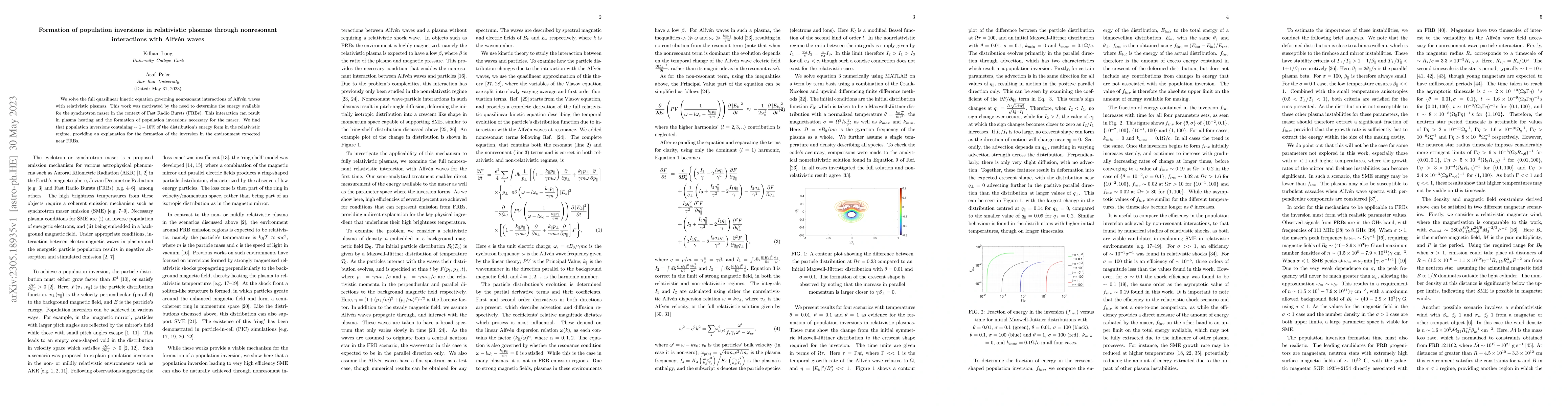 Thumbnail for Formation of population inversions in relativistic plasmas through
  nonresonant interactions with Alfv\'en waves