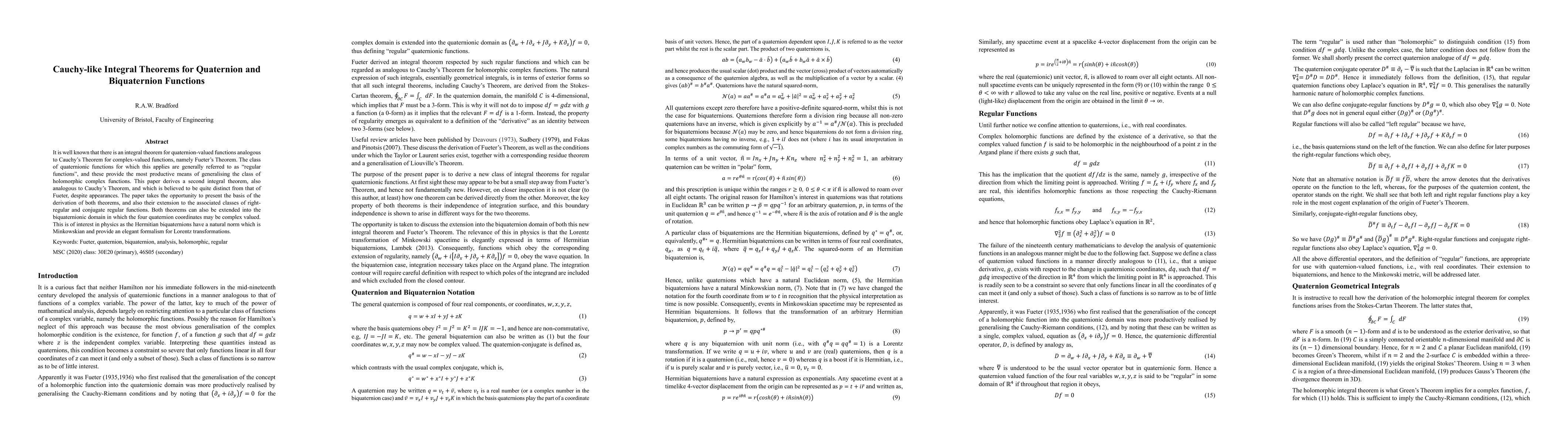 Thumbnail for Cauchy-like Integral Theorems for Quaternion and Biquaternion Functions