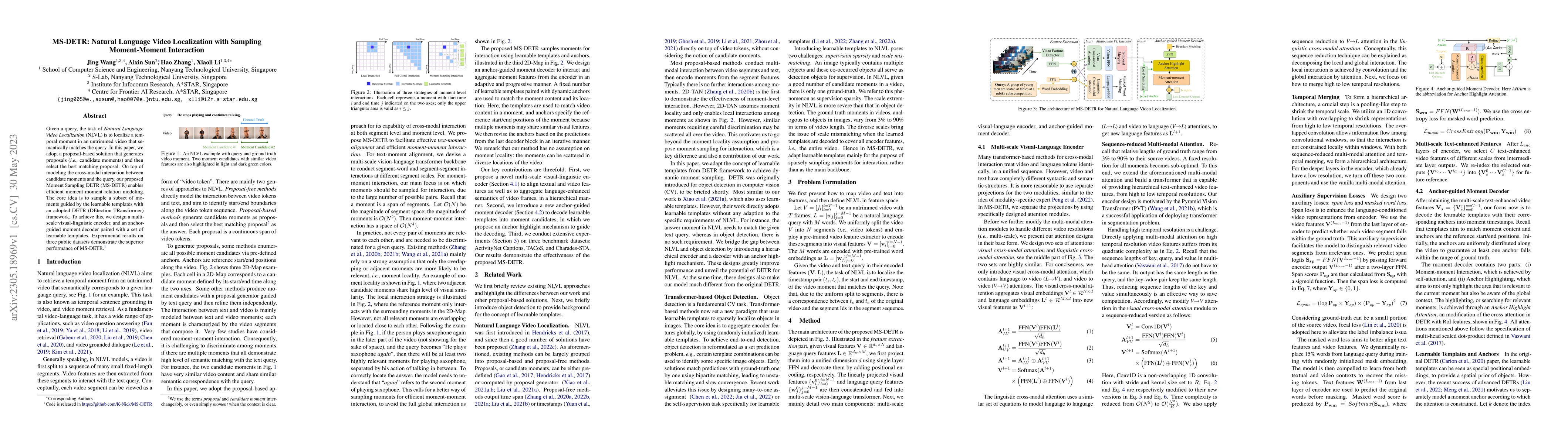 Thumbnail for MS-DETR: Natural Language Video Localization with Sampling Moment-Moment
  Interaction