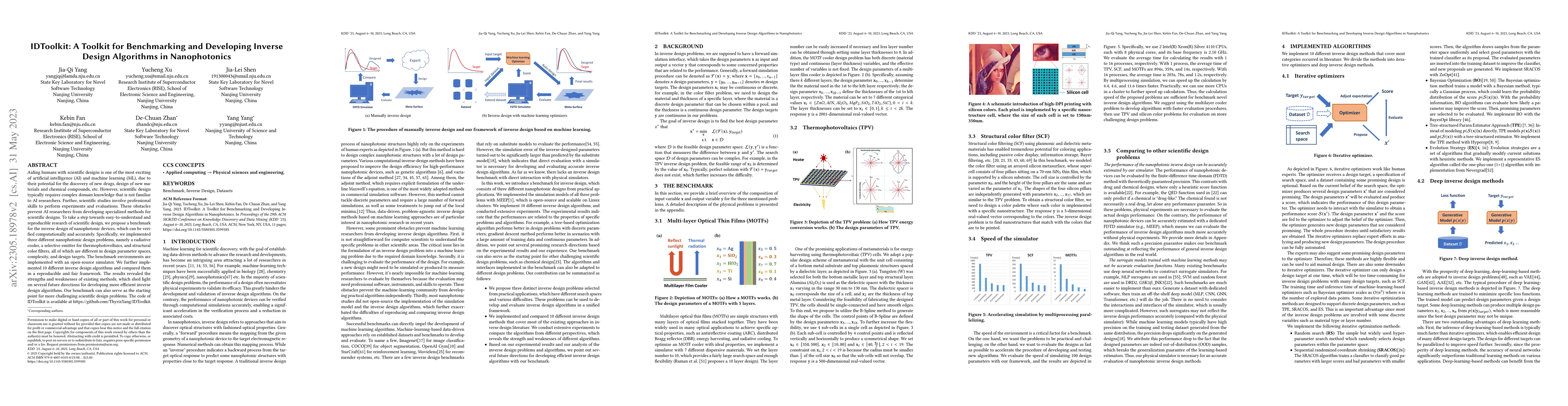 Thumbnail for IDToolkit: A Toolkit for Benchmarking and Developing Inverse Design
  Algorithms in Nanophotonics