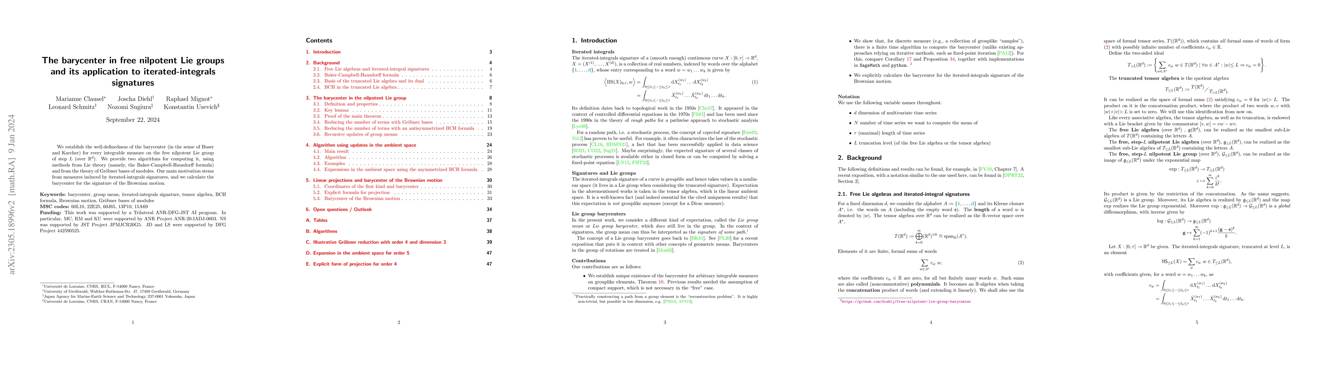 Thumbnail for The barycenter in free nilpotent Lie groups and its application to
  iterated-integrals signatures