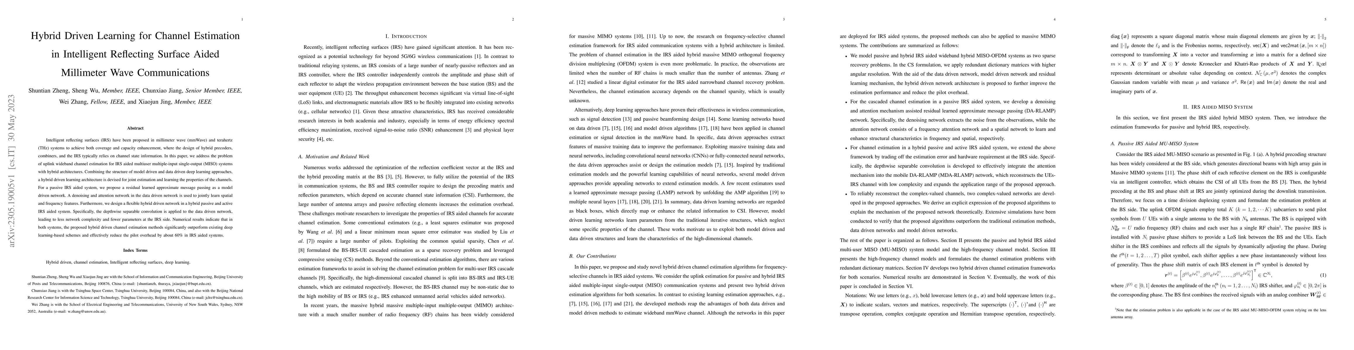 Thumbnail for Hybrid Driven Learning for Channel Estimation in Intelligent Reflecting
  Surface Aided Millimeter Wave Communications