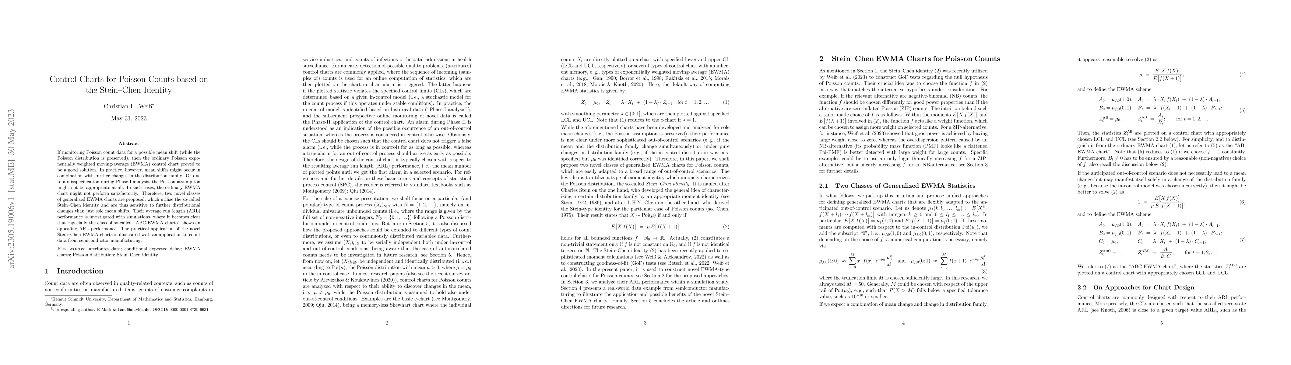 Thumbnail for Control Charts for Poisson Counts based on the Stein-Chen Identity