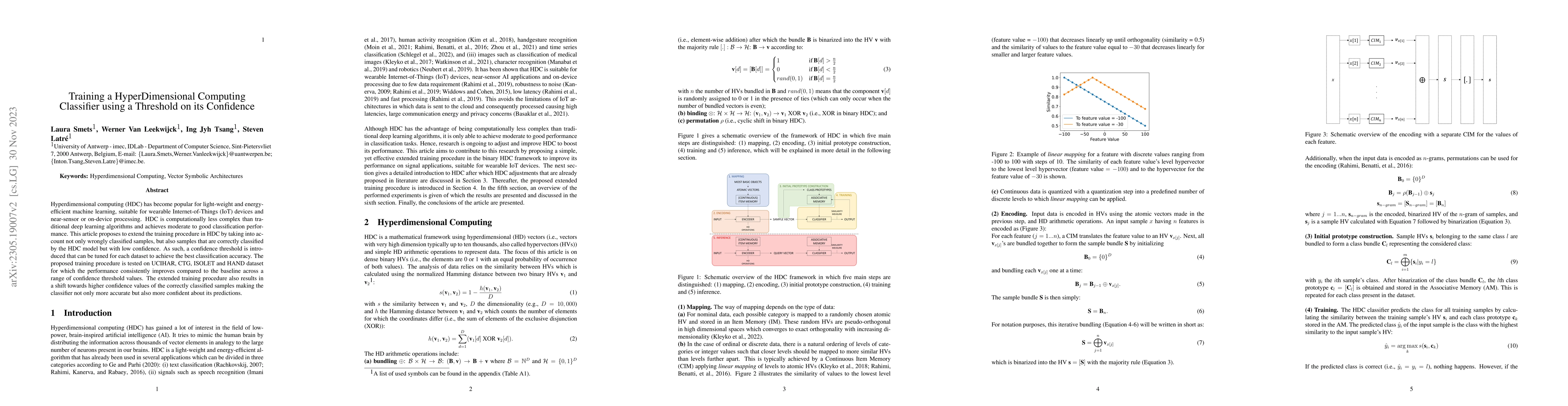 Thumbnail for Training a HyperDimensional Computing Classifier using a Threshold on
  its Confidence