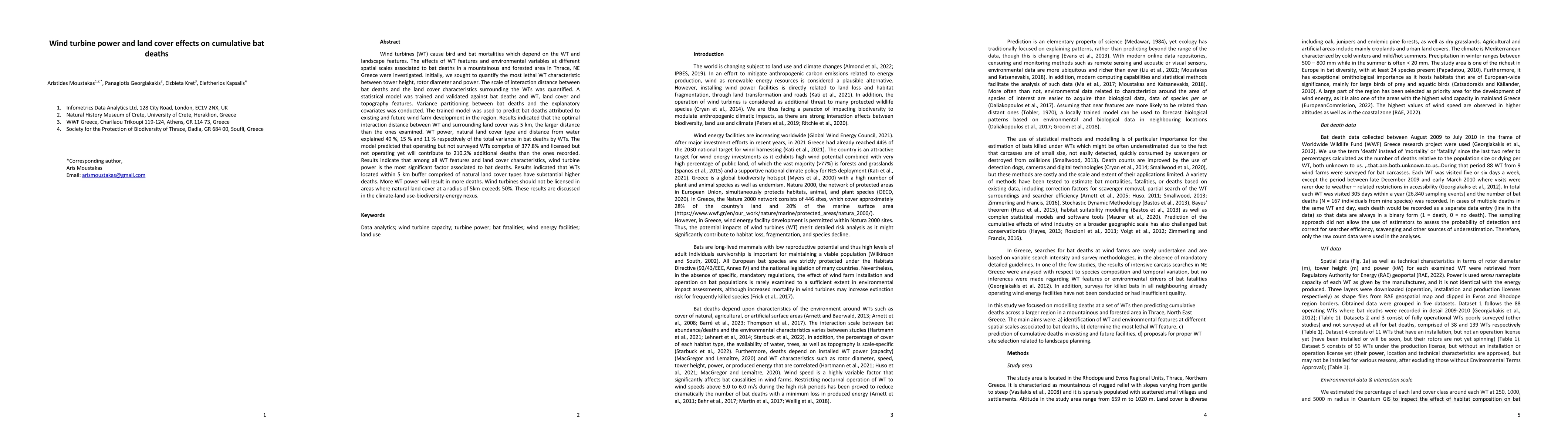 Thumbnail for Wind turbine power and land cover effects on cumulative bat deaths