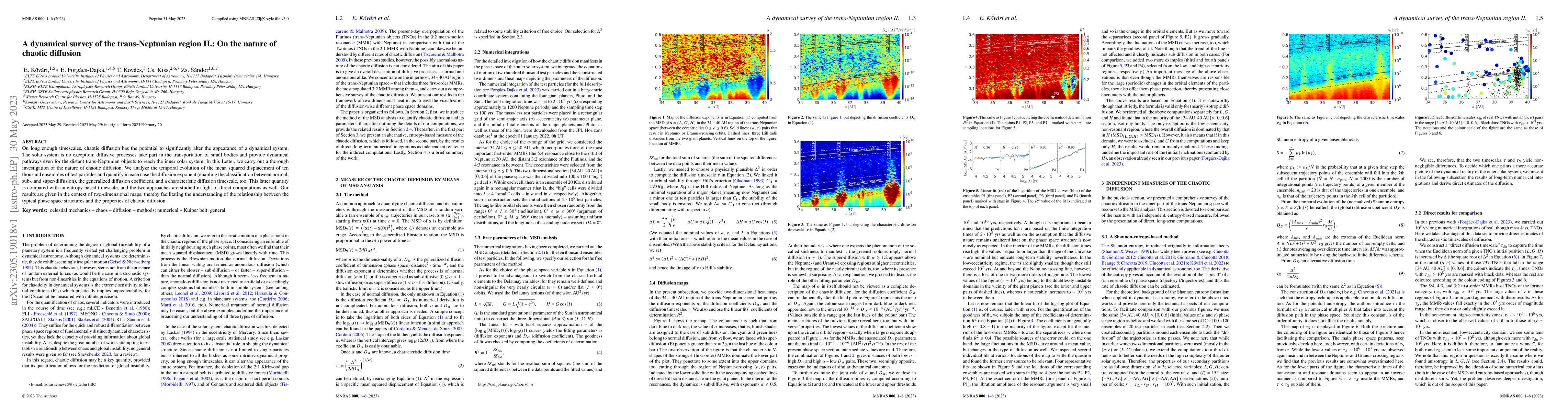 Thumbnail for A dynamical survey of the trans-Neptunian region II.: On the nature of
  chaotic diffusion