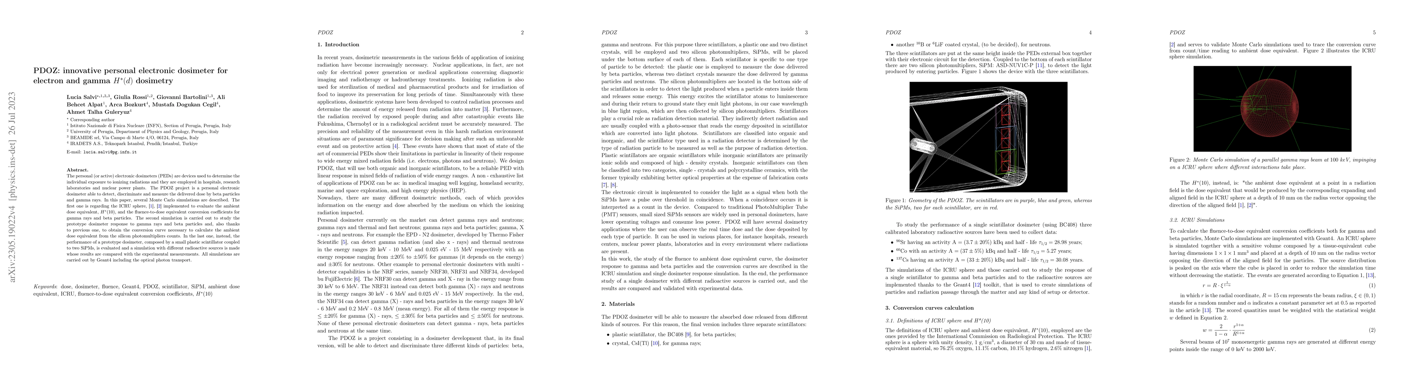 Thumbnail for PDOZ: innovative personal electronic dosimeter for electron and gamma
  H*(d) dosimetry