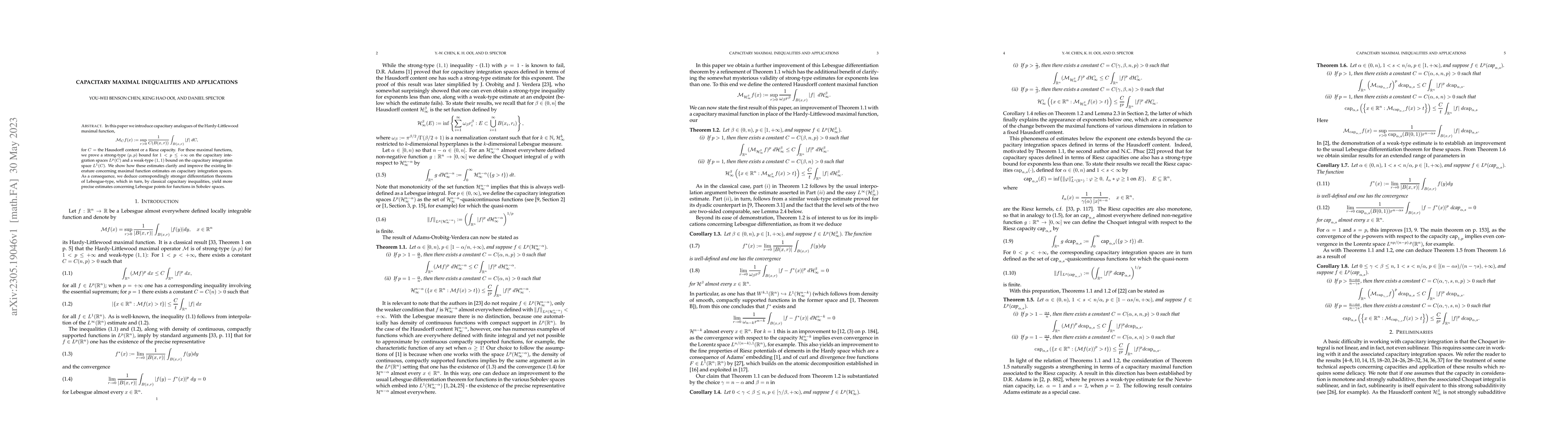 Thumbnail for Capacitary Maximal Inequalities and Applications