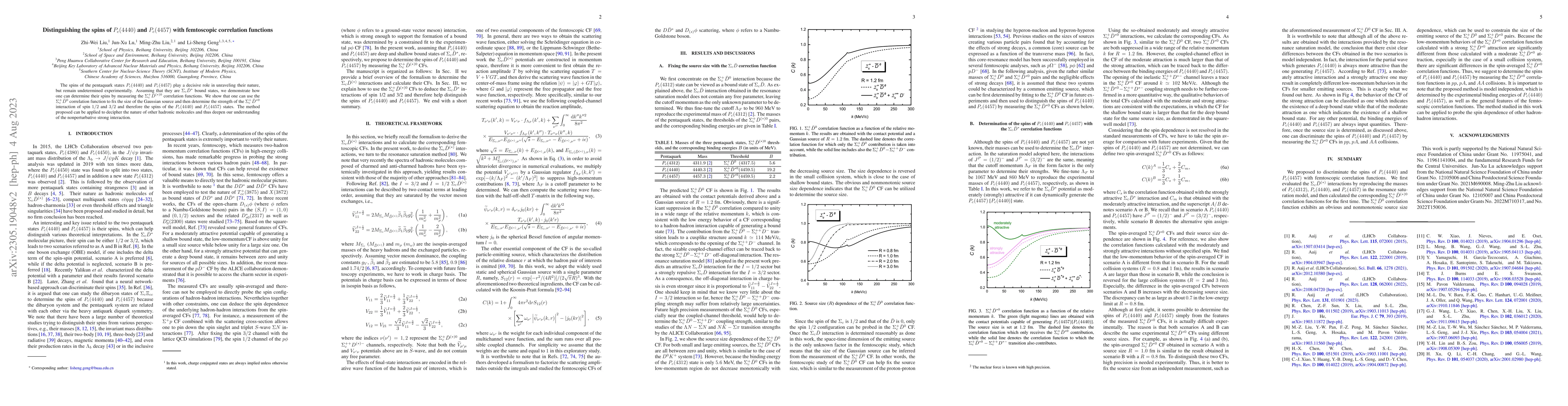 Thumbnail for Distinguishing the spins of $P_c(4440)$ and $P_c(4457)$ with femtoscopic
  correlation functions