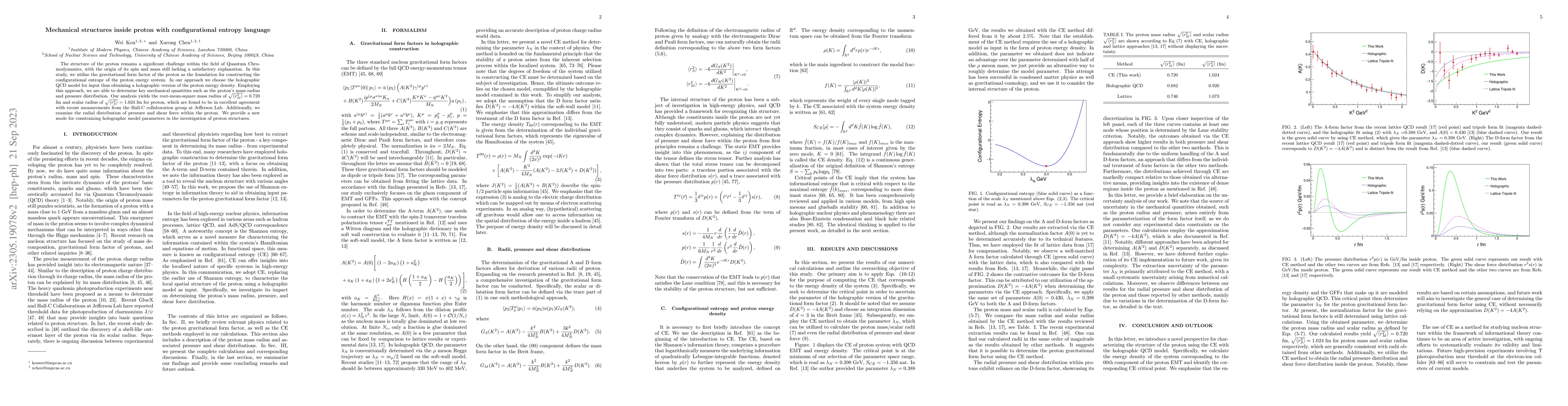 Thumbnail for Mechanical structures inside proton with configurational entropy
  language