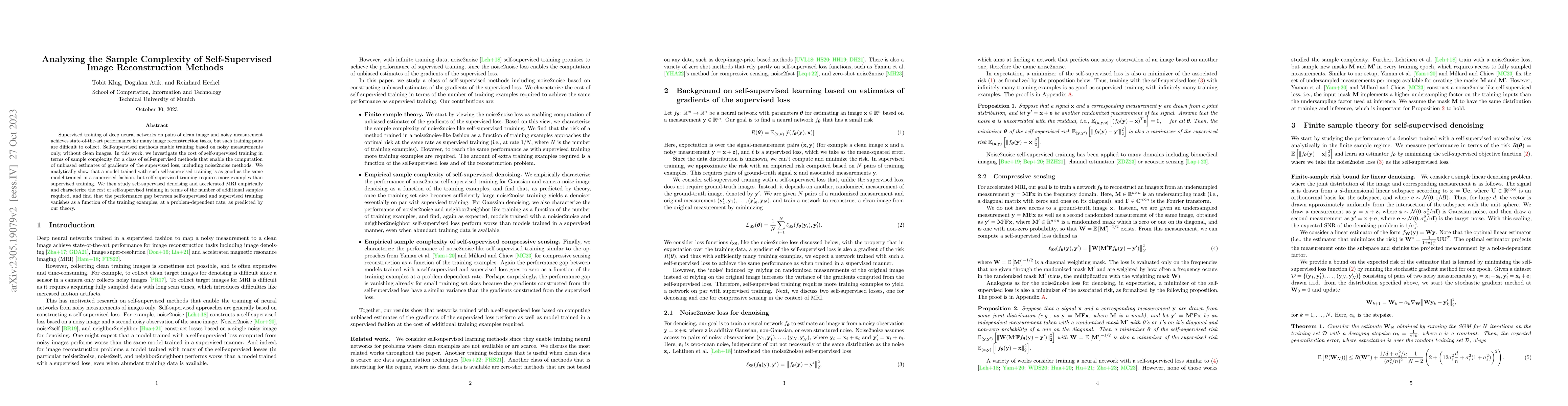 Thumbnail for Analyzing the Sample Complexity of Self-Supervised Image Reconstruction
  Methods