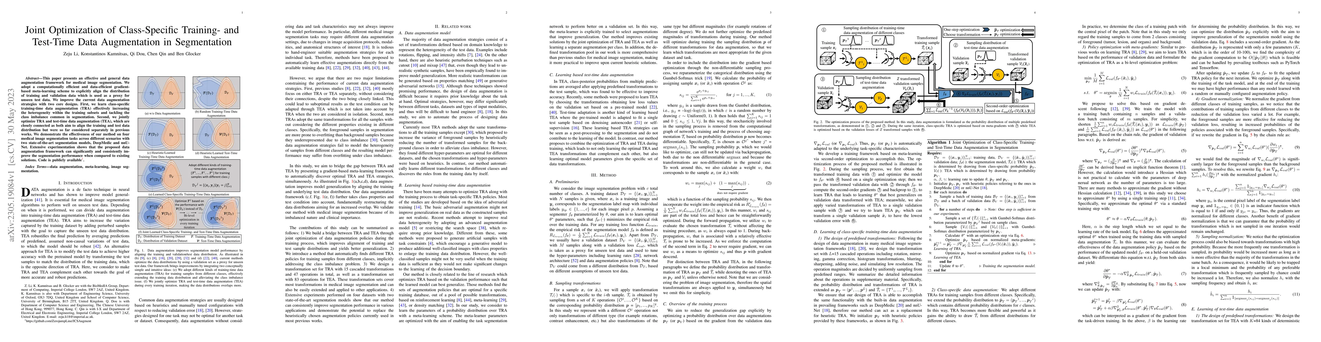 Thumbnail for Joint Optimization of Class-Specific Training- and Test-Time Data
  Augmentation in Segmentation
