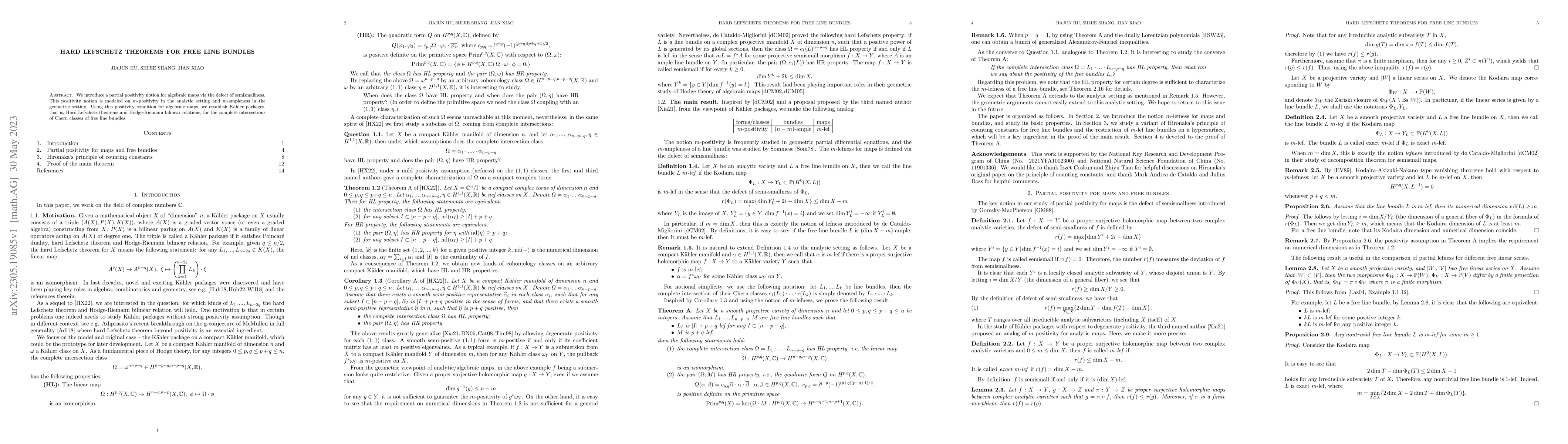 Thumbnail for Hard Lefschetz theorems for free line bundles