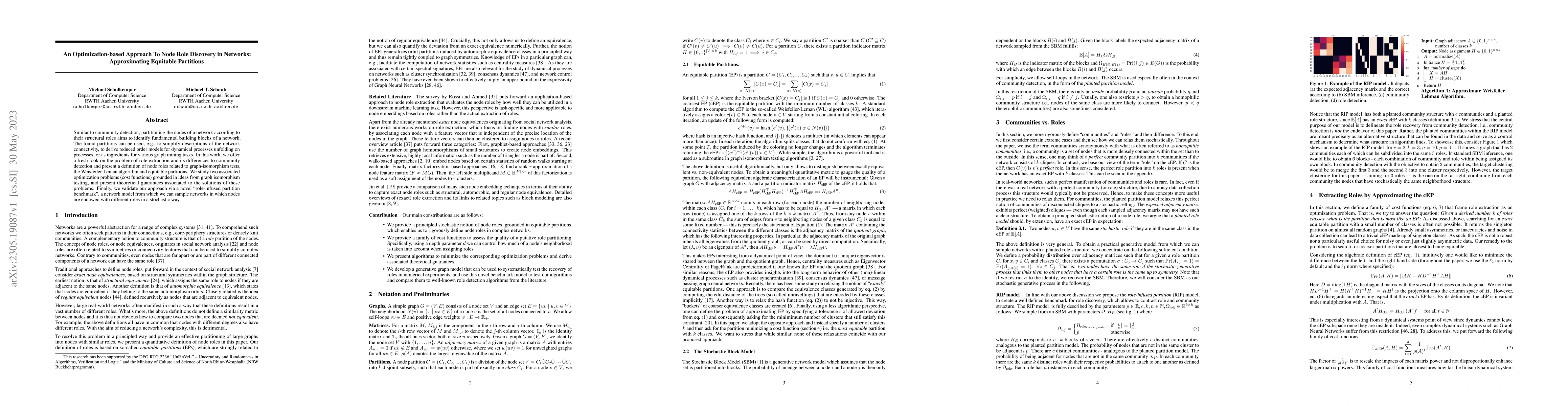 Thumbnail for An Optimization-based Approach To Node Role Discovery in Networks:
  Approximating Equitable Partitions