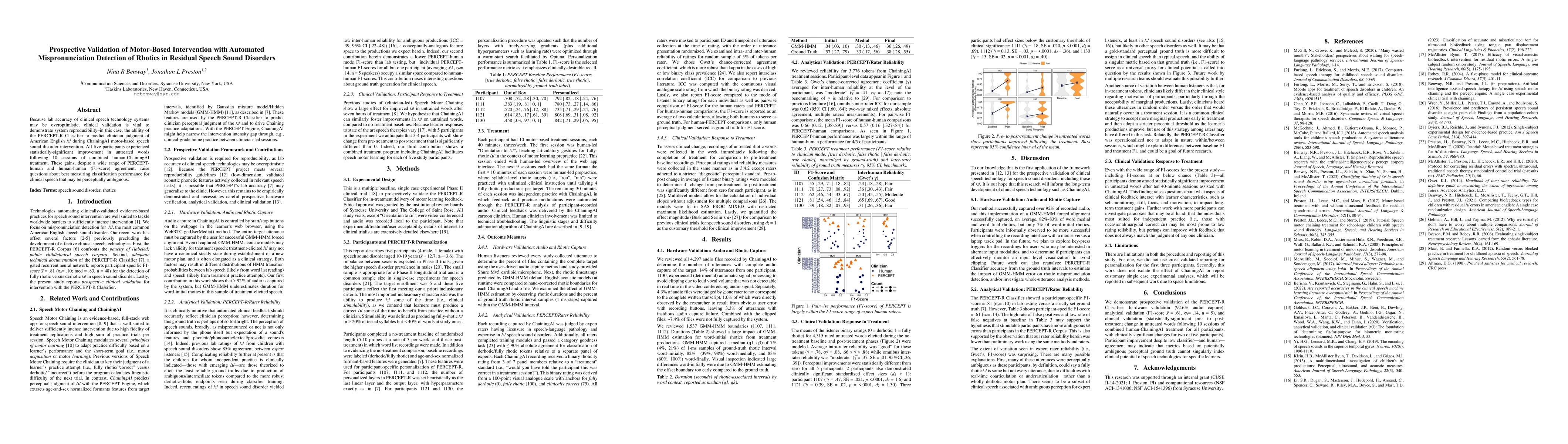 Thumbnail for Prospective Validation of Motor-Based Intervention with Automated
  Mispronunciation Detection of Rhotics in Residual Speech Sound Disorders