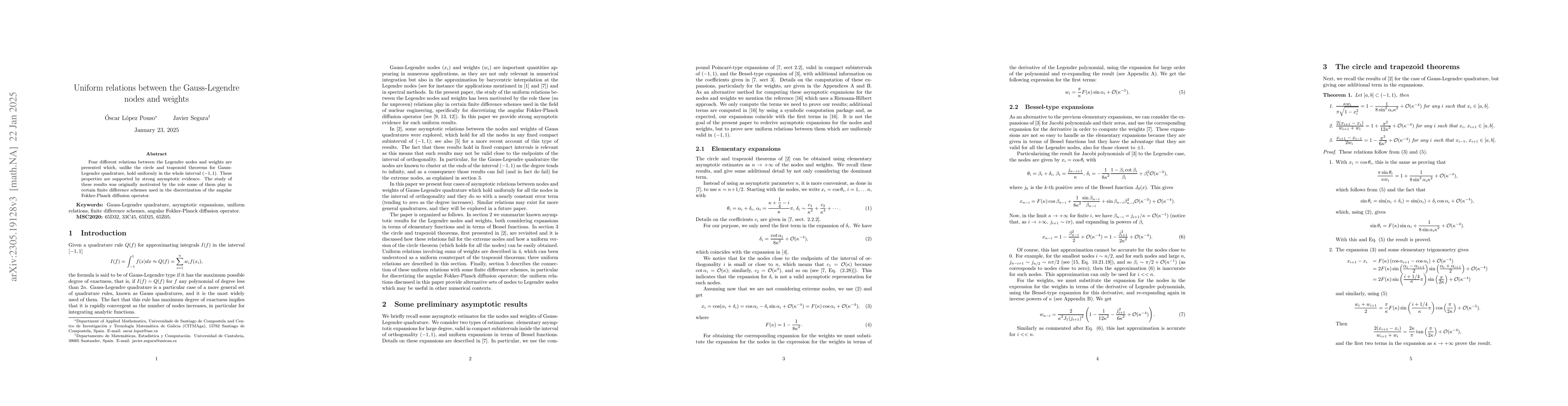 Thumbnail for Uniform relations between the Gauss-Legendre nodes and weights