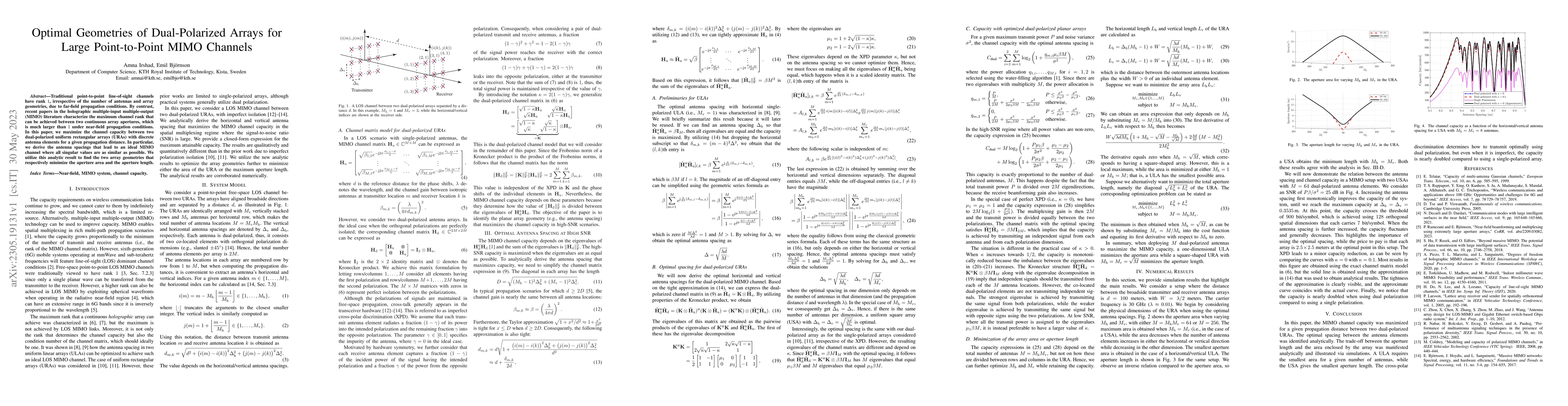 Thumbnail for Optimal Geometries of Dual-Polarized Arrays for Large Point-to-Point
  MIMO Channels