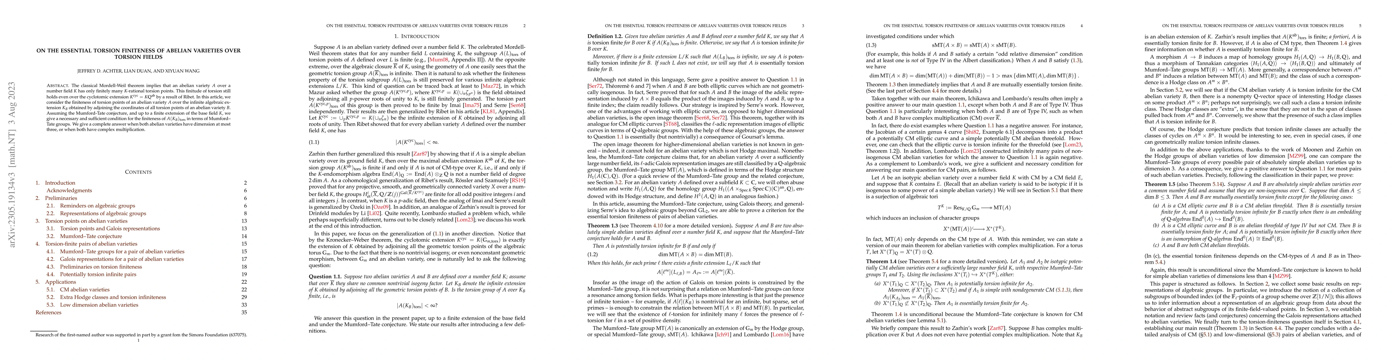 Thumbnail for On the essential torsion finiteness of abelian varieties over torsion
  fields
