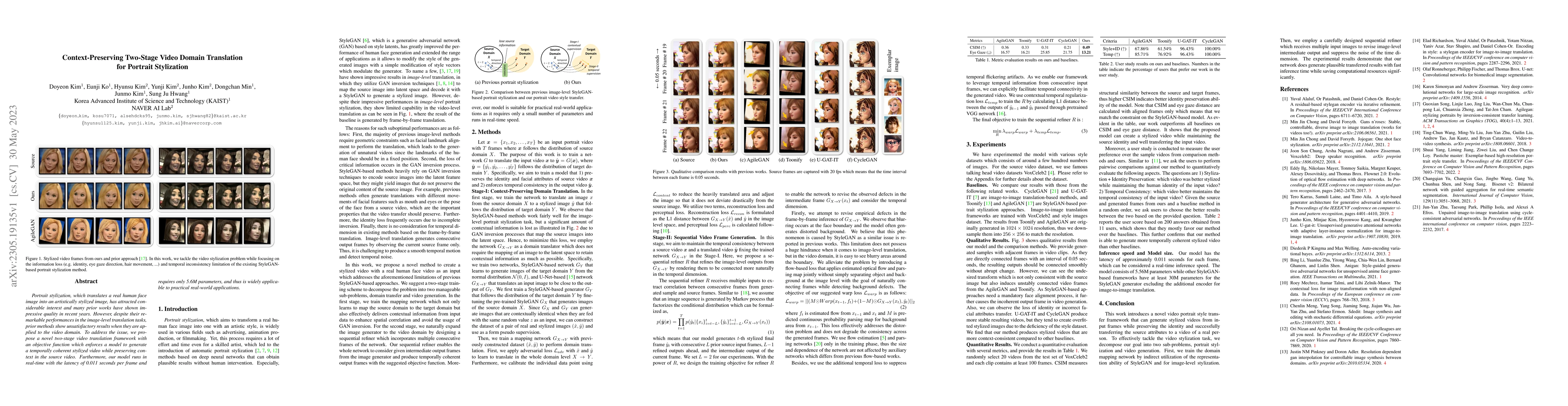 Thumbnail for Context-Preserving Two-Stage Video Domain Translation for Portrait
  Stylization