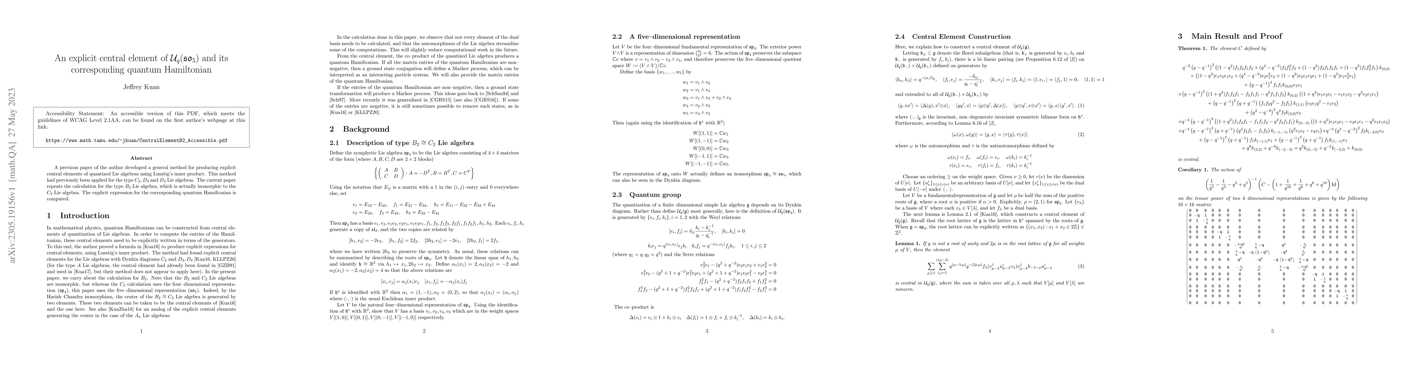Thumbnail for An explicit central element of $\mathcal{U}_q(\mathfrak{so}_5)$ and its
  corresponding quantum Hamiltonian