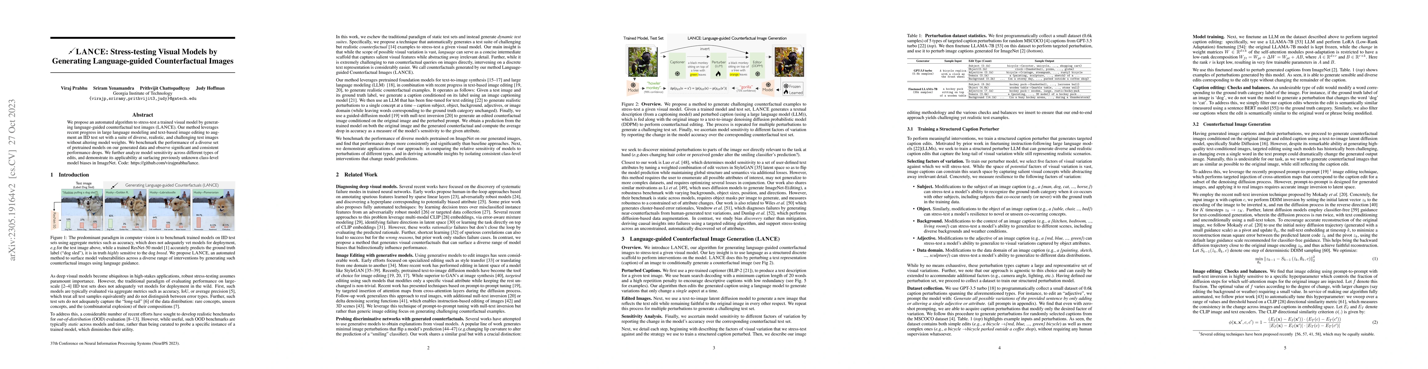 Thumbnail for LANCE: Stress-testing Visual Models by Generating Language-guided
  Counterfactual Images