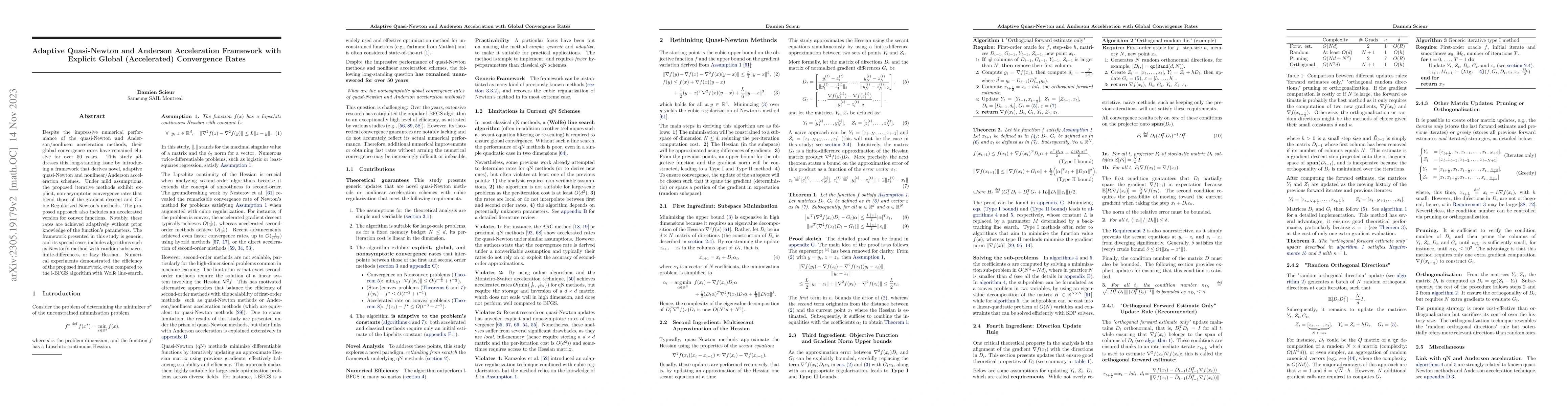Thumbnail for Adaptive Quasi-Newton and Anderson Acceleration Framework with Explicit
  Global (Accelerated) Convergence Rates