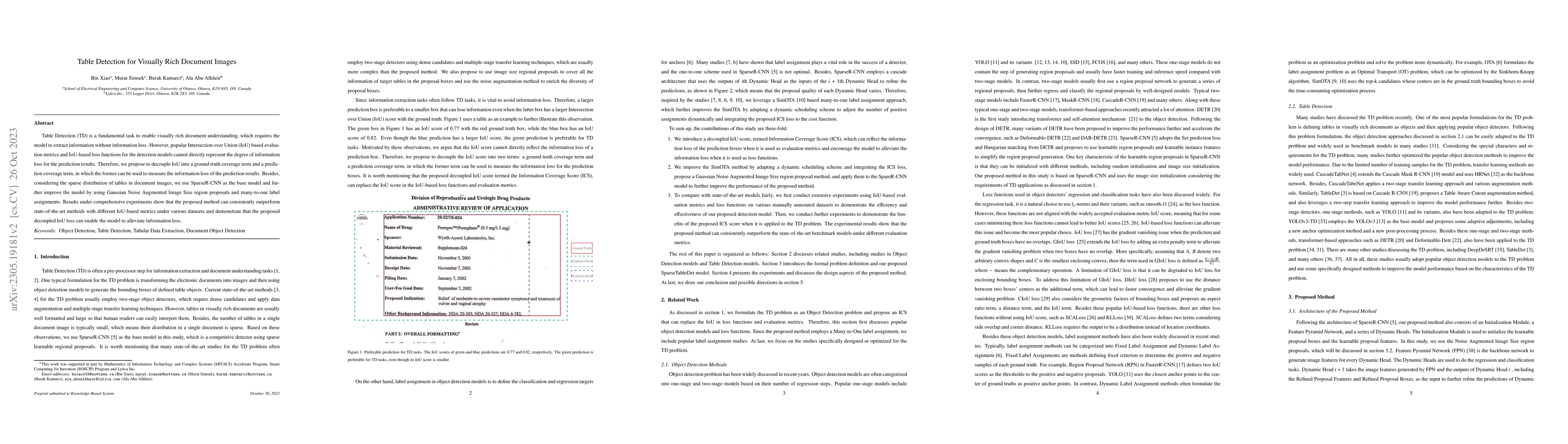 Thumbnail for Table Detection for Visually Rich Document Images