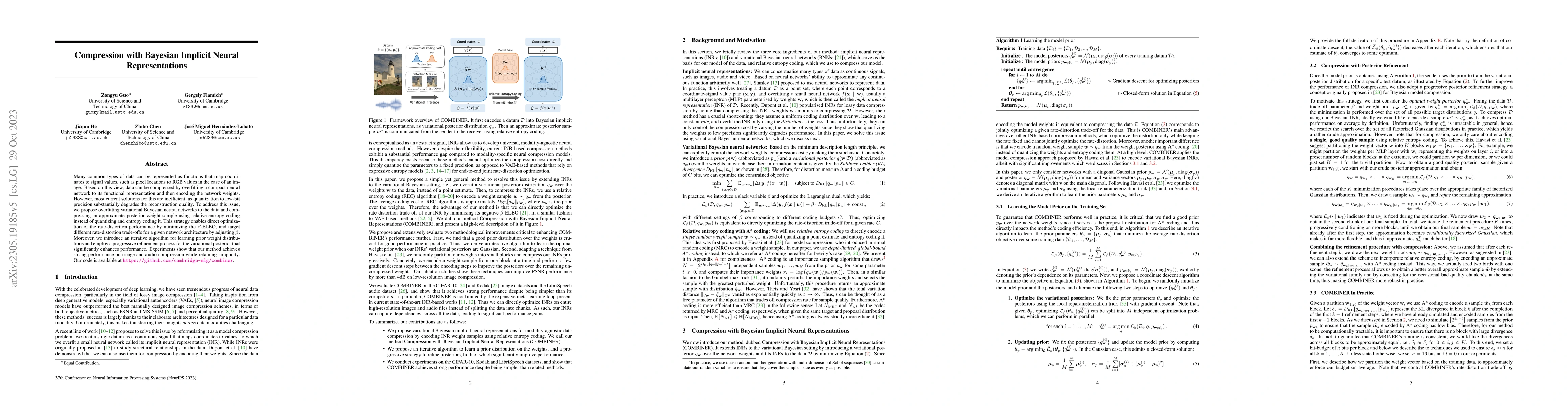 Thumbnail for Compression with Bayesian Implicit Neural Representations