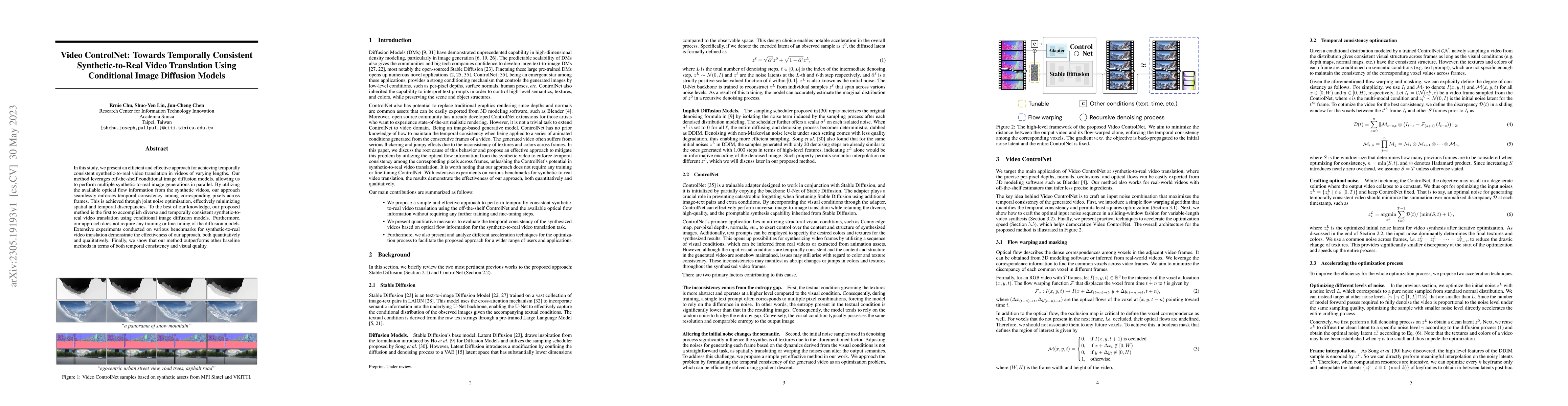 Thumbnail for Video ControlNet: Towards Temporally Consistent Synthetic-to-Real Video
  Translation Using Conditional Image Diffusion Models