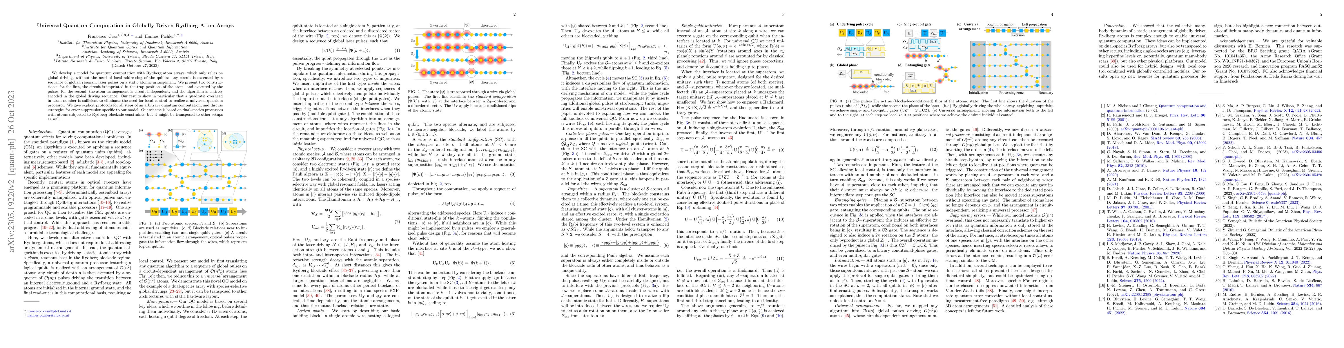 Thumbnail for Universal Quantum Computation in Globally Driven Rydberg Atom Arrays