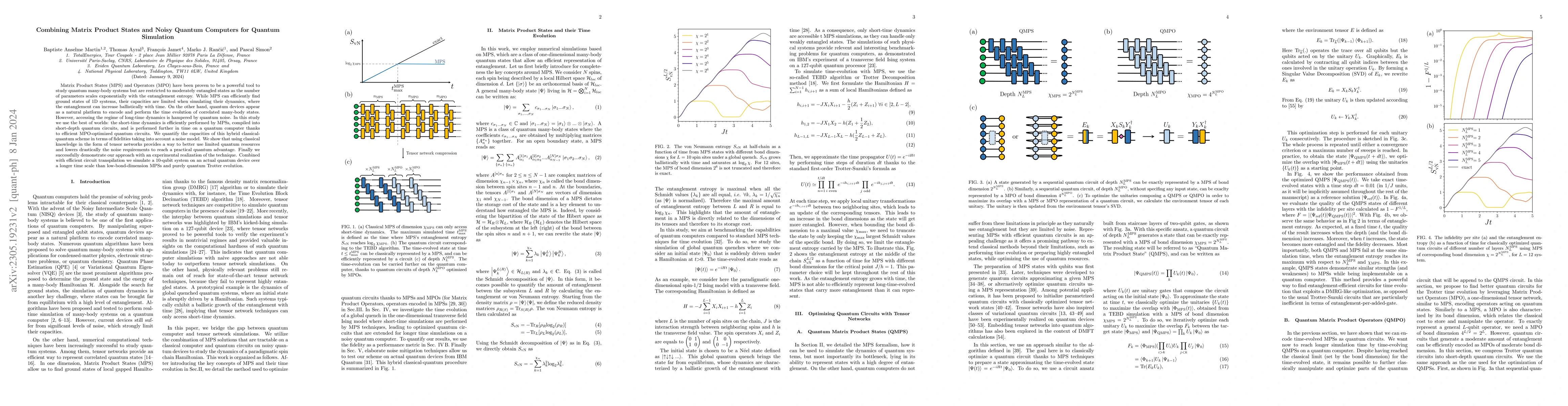 Thumbnail for Combining Matrix Product States and Noisy Quantum Computers for Quantum
  Simulation