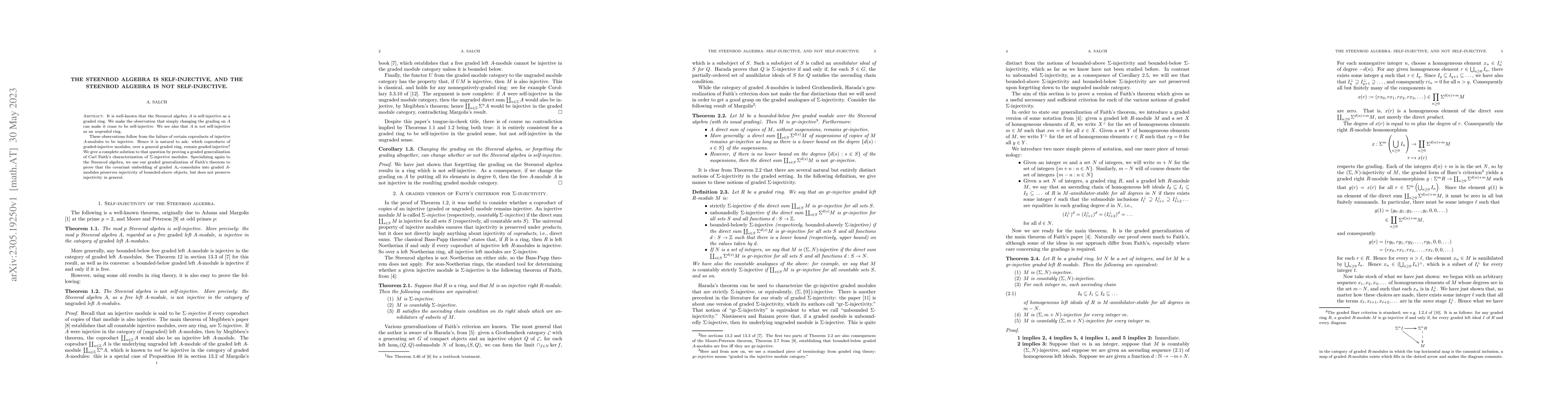 Thumbnail for The Steenrod algebra is self-injective, and the Steenrod algebra is not
  self-injective