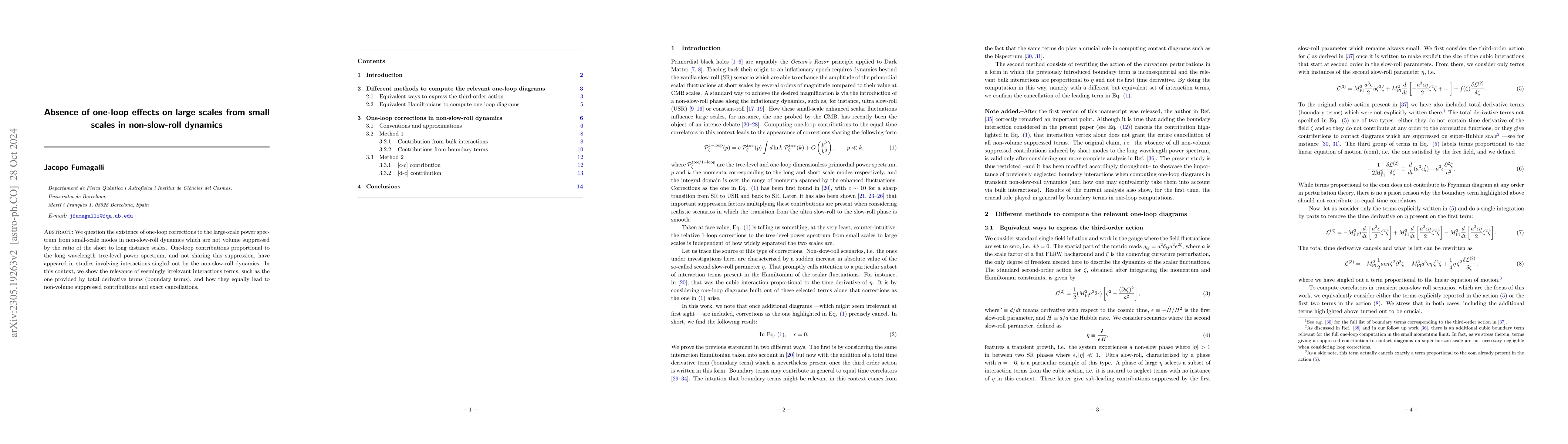 Thumbnail for Absence of one-loop effects on large scales from small scales in
  non-slow-roll dynamics