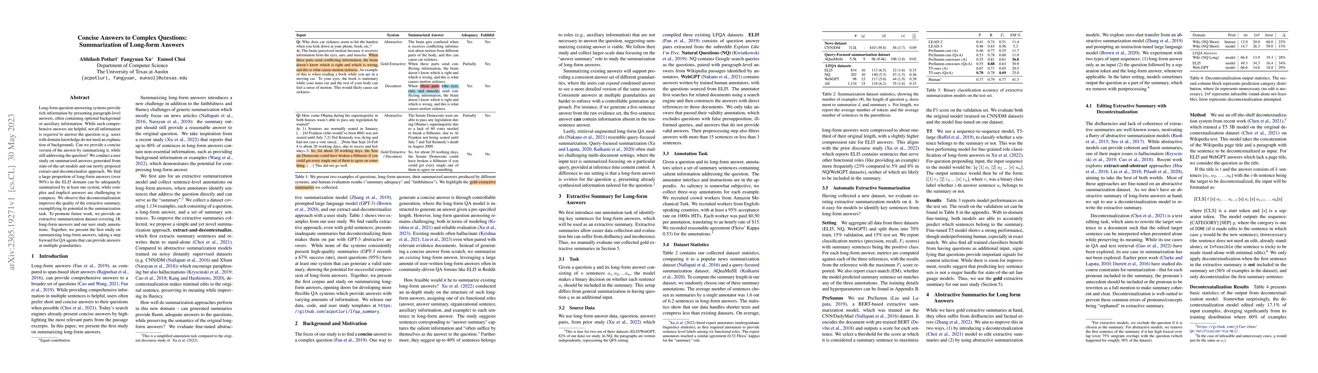 Thumbnail for Concise Answers to Complex Questions: Summarization of Long-form Answers