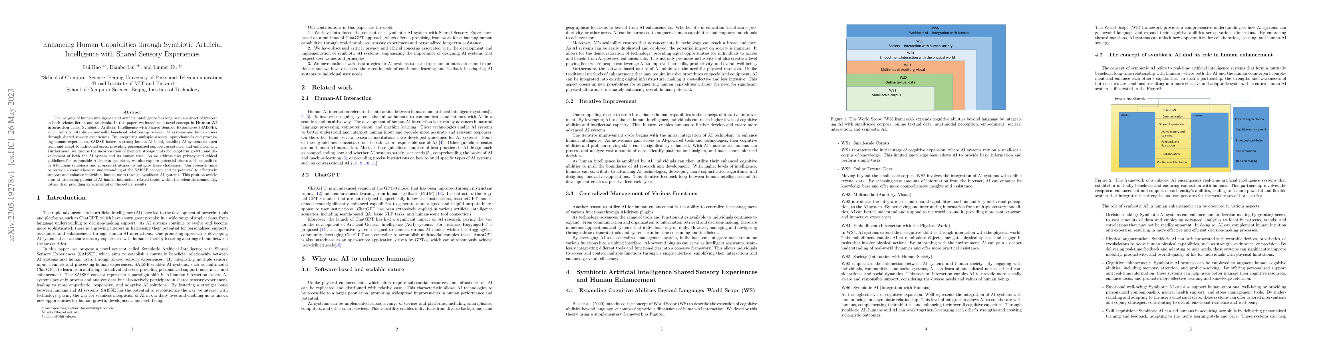 Thumbnail for Enhancing Human Capabilities through Symbiotic Artificial Intelligence
  with Shared Sensory Experiences
