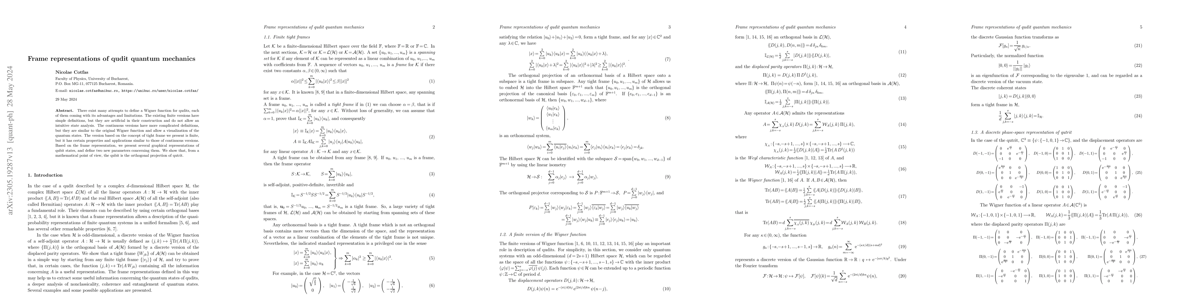 Thumbnail for Frame representations of qudit quantum mechanics