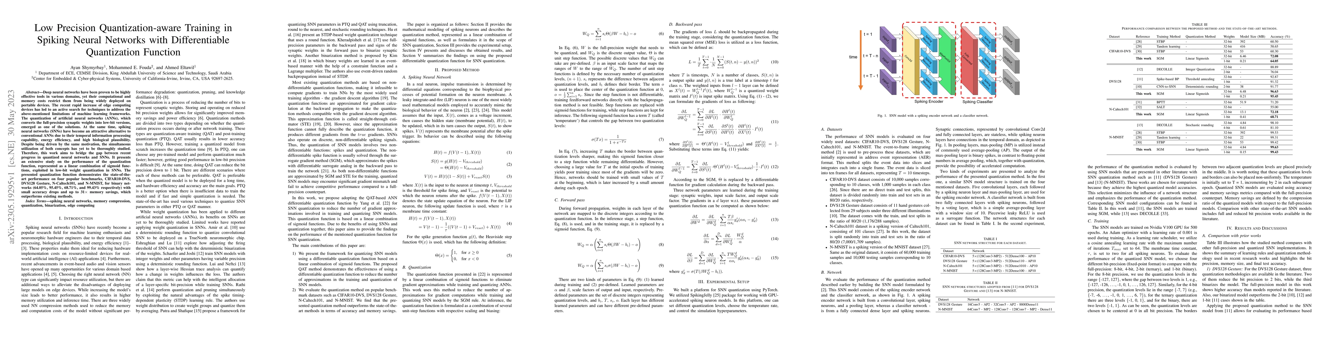 Thumbnail for Low Precision Quantization-aware Training in Spiking Neural Networks
  with Differentiable Quantization Function
