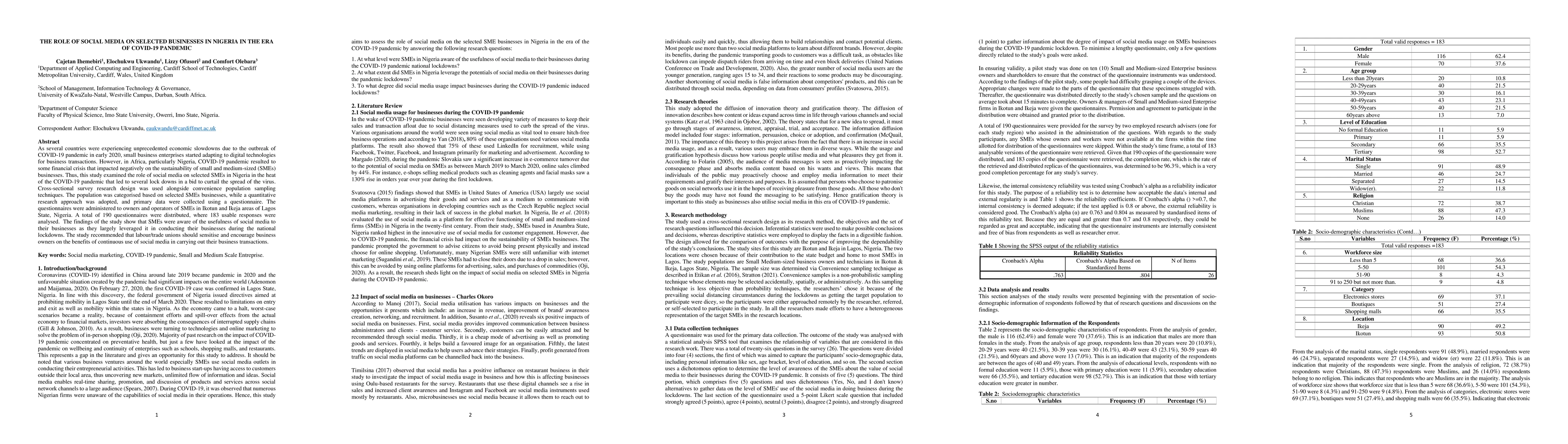 Thumbnail for The Role Of Social Media On Selected Businesses In Nigeria In The Era Of
  Covid-19 Pandemic