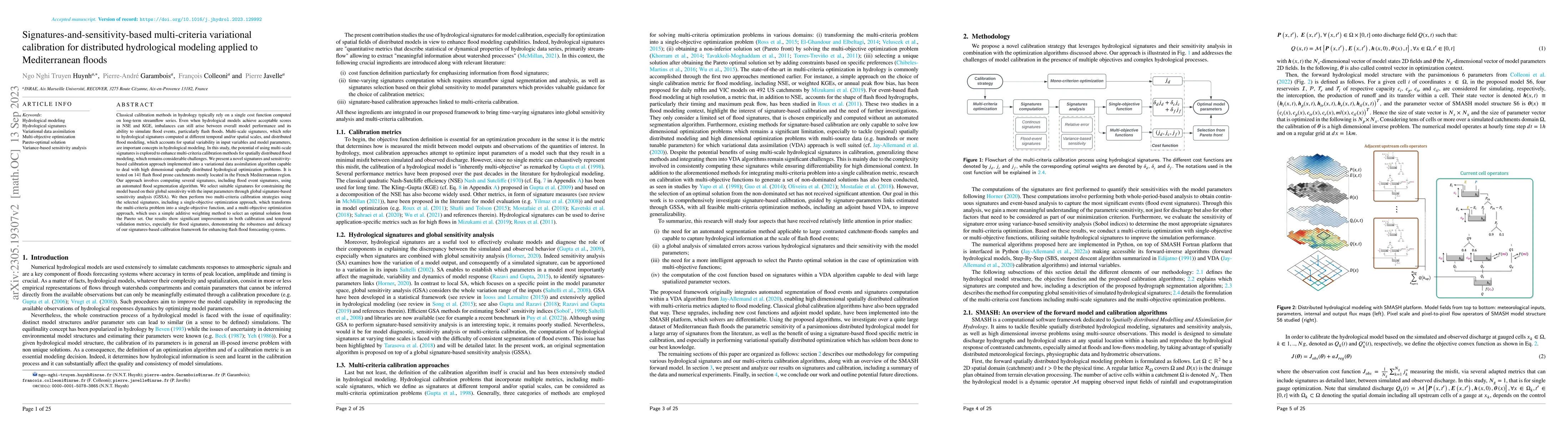 Thumbnail for Signatures-and-sensitivity-based multi-criteria variational calibration
  for distributed hydrological modeling applied to Mediterranean floods