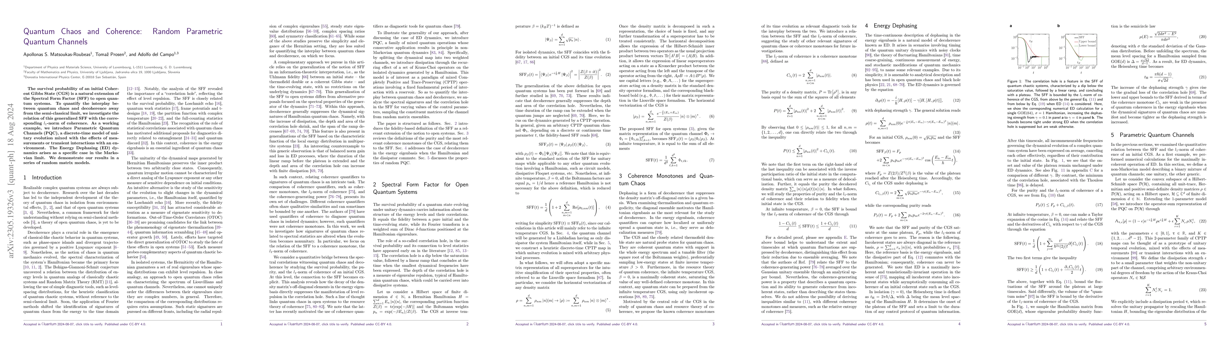 Thumbnail for Quantum Chaos and Coherence: Random Parametric Quantum Channels