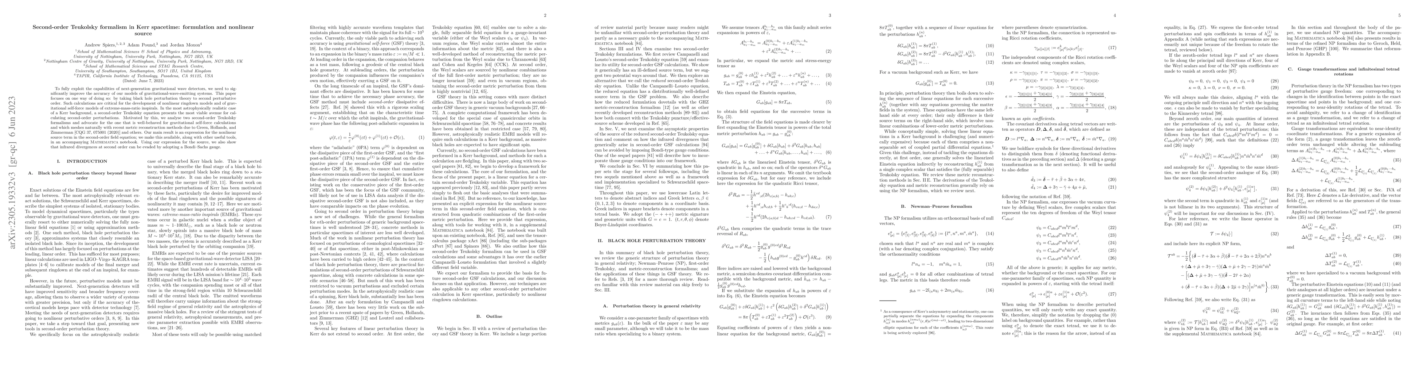 Thumbnail for Second-order Teukolsky formalism in Kerr spacetime: formulation and
  nonlinear source